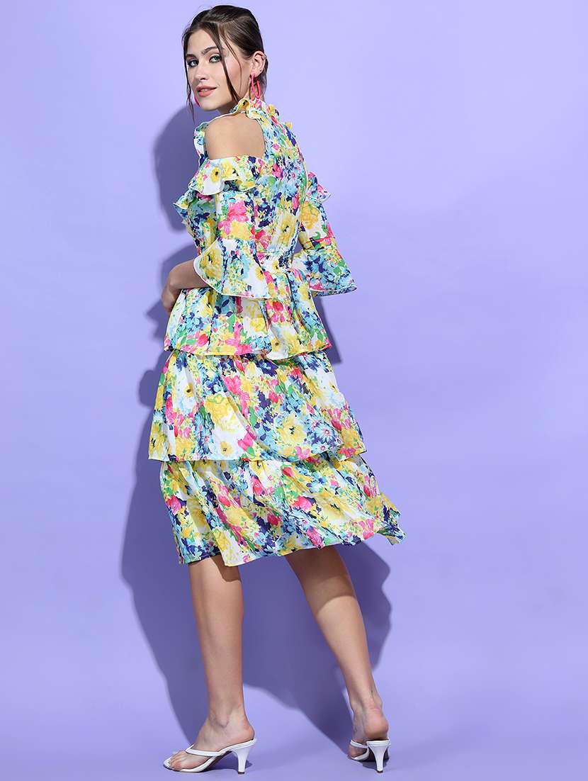 women blue polyester fit & flare dress - 22470767 -  Standard Image - 4