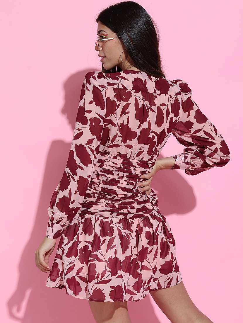 women pink polyester fit & flare dress - 22470769 -  Standard Image - 4