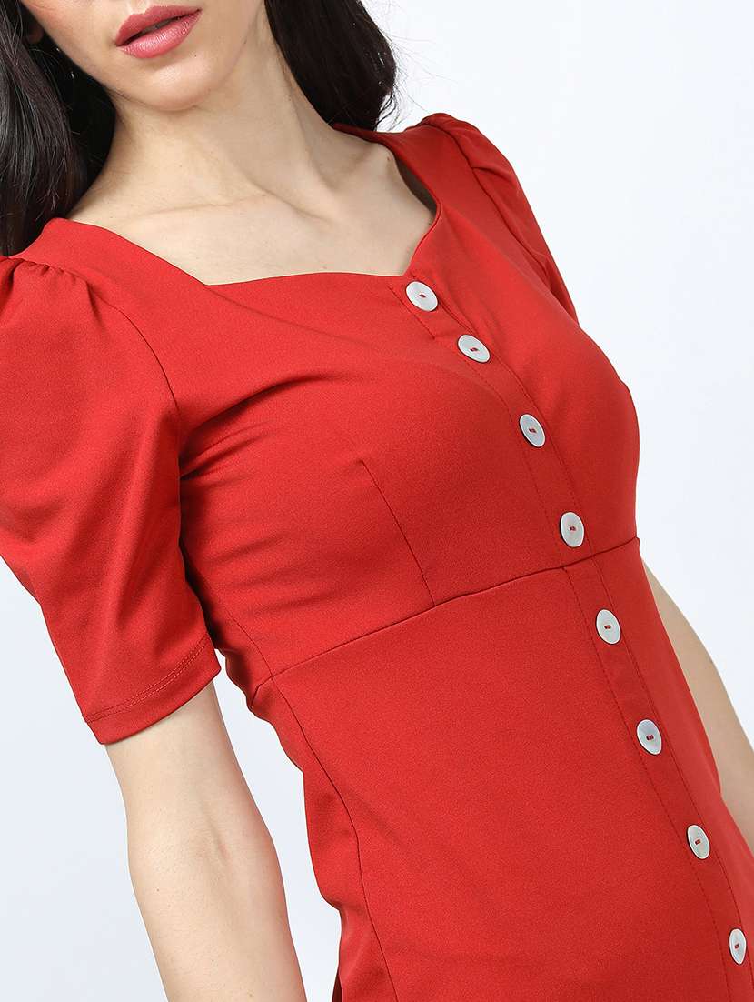 women orange polyester a-line dress - 22470780 -  Standard Image - 1