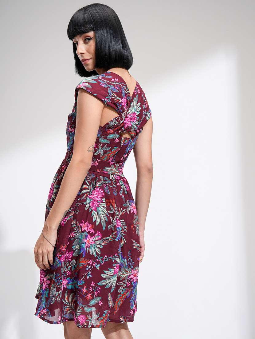 women maroon polyester a-line dress - 22470782 -  Standard Image - 4