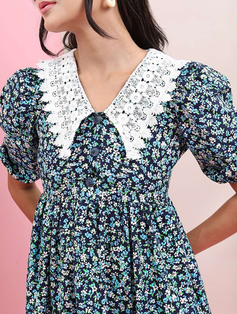 women blue polyester a-line dress - 22470783 -  Standard Image - 1