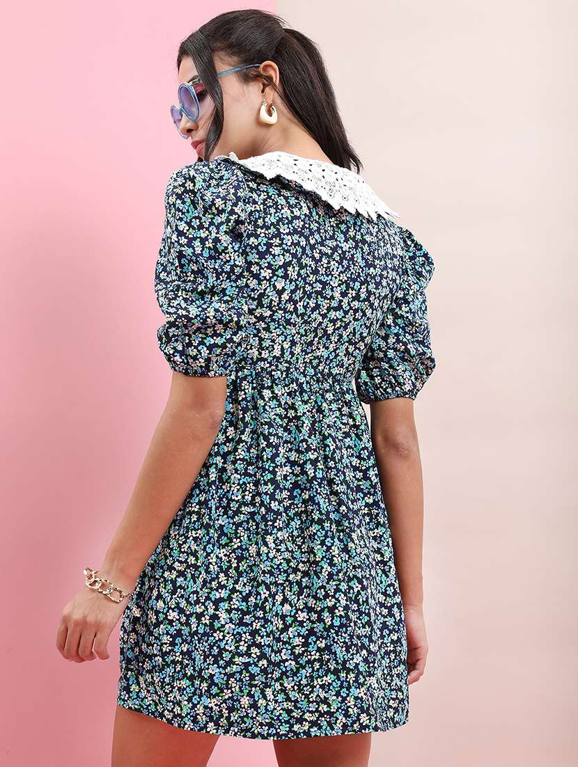 women blue polyester a-line dress - 22470783 -  Standard Image - 4