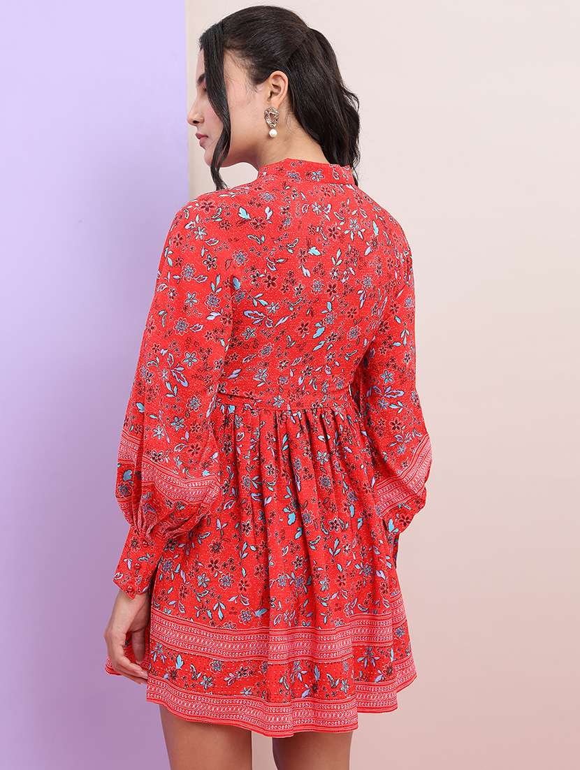 women red polyester fit & flare dress - 22470785 -  Standard Image - 4