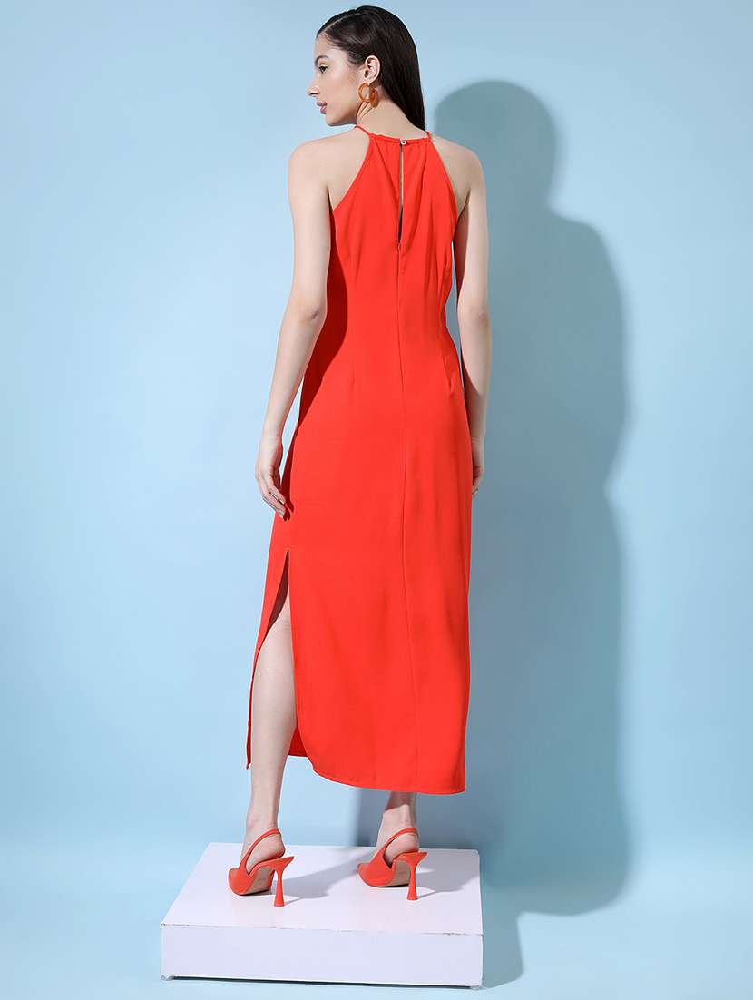 women orange polyester a-line dress - 22470788 -  Standard Image - 4