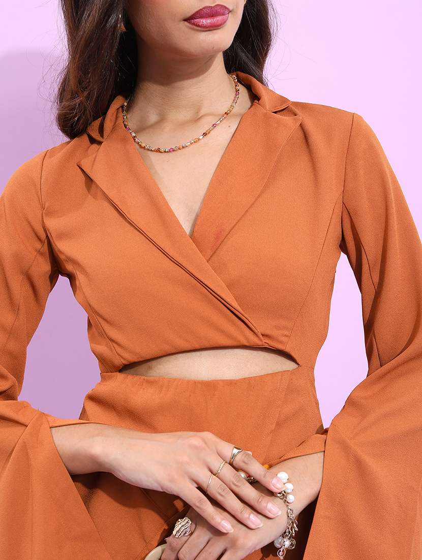 women brown polyester wrap dress - 22470791 -  Standard Image - 1