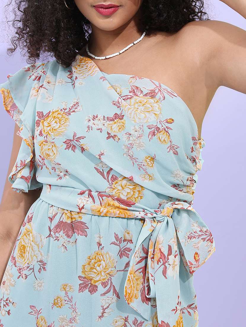 women light blue polyester fit & flare dress - 22470792 -  Standard Image - 1