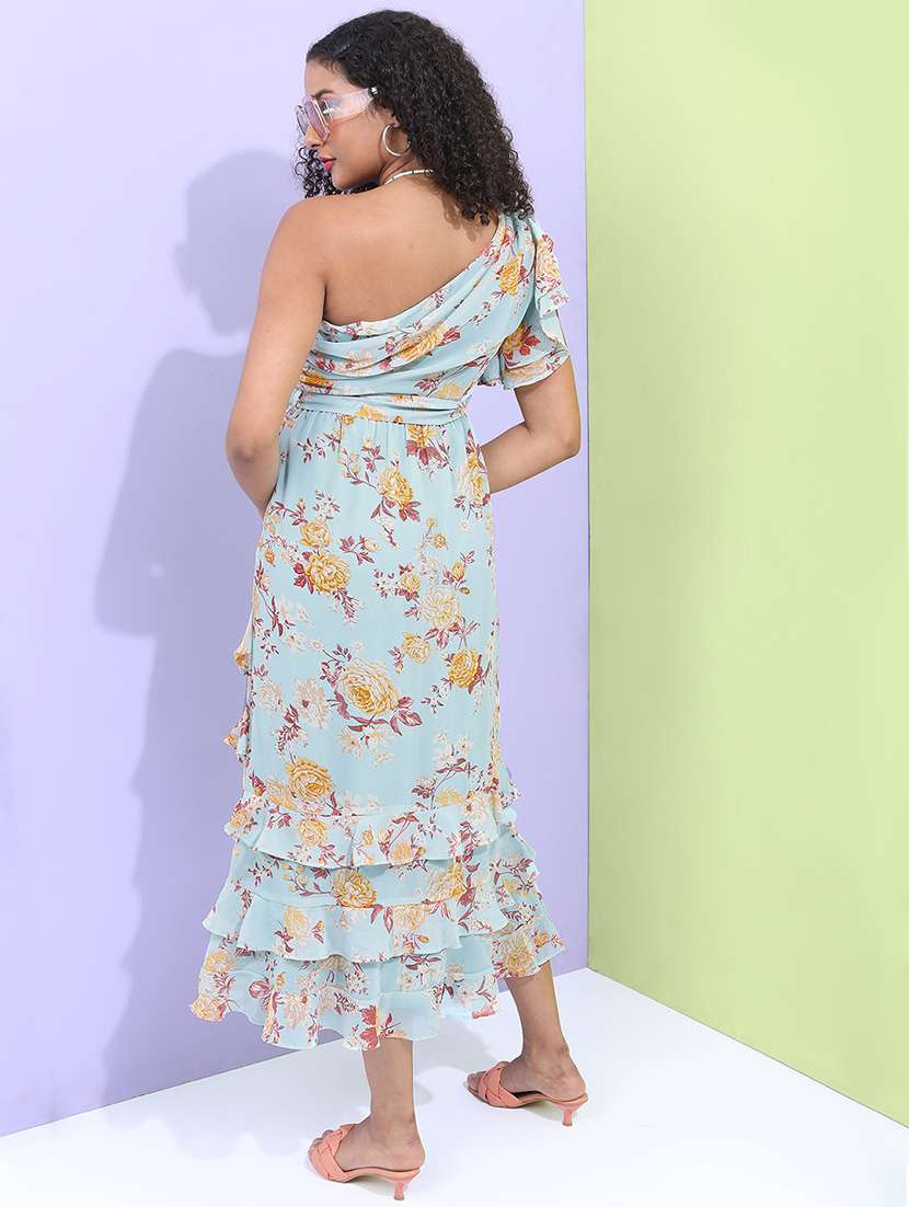 women light blue polyester fit & flare dress - 22470792 -  Standard Image - 4