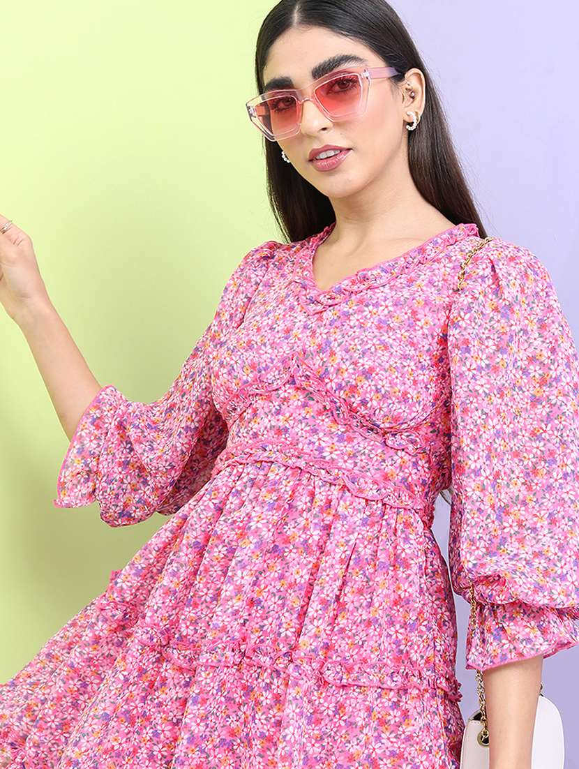 women pink polyester a-line dress - 22470813 -  Standard Image - 1