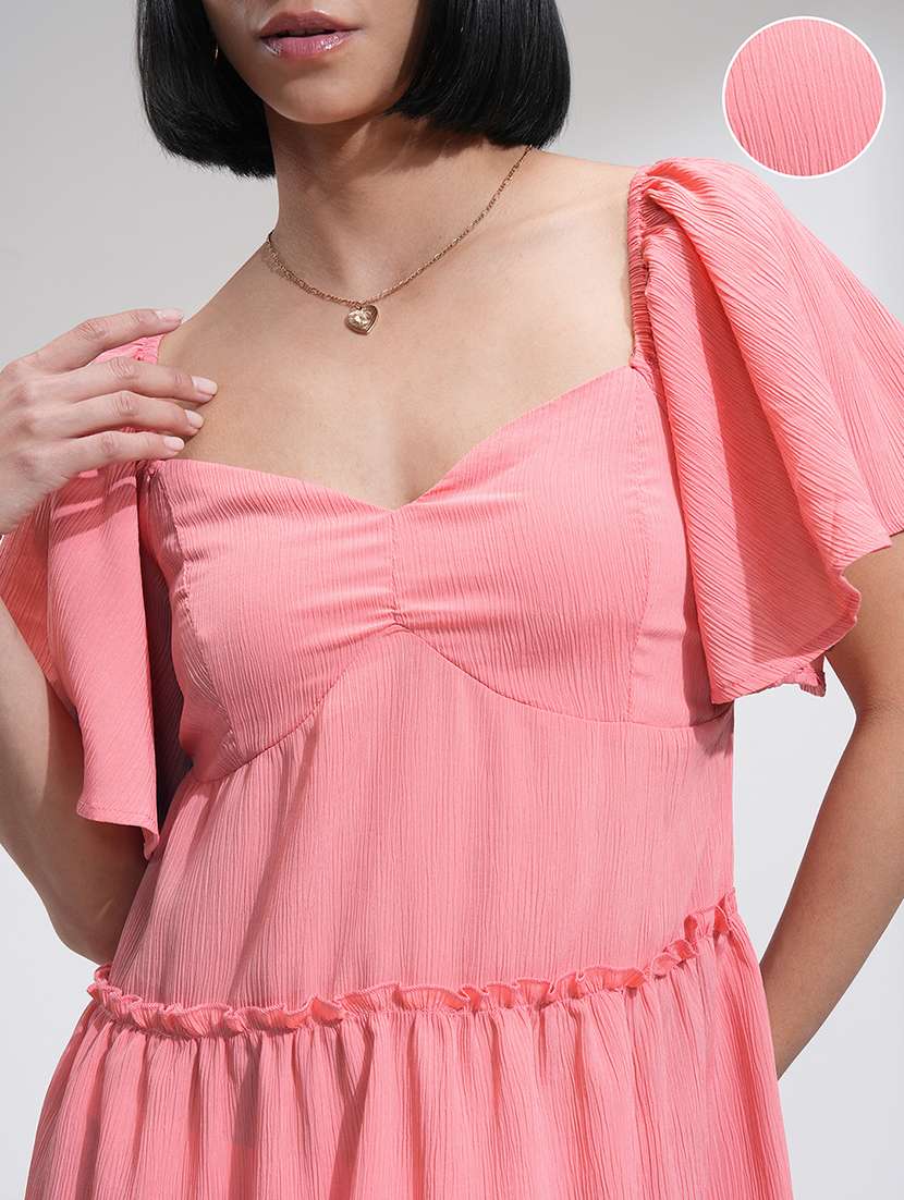 women pink polyester fit & flare dress - 22470815 -  Standard Image - 1