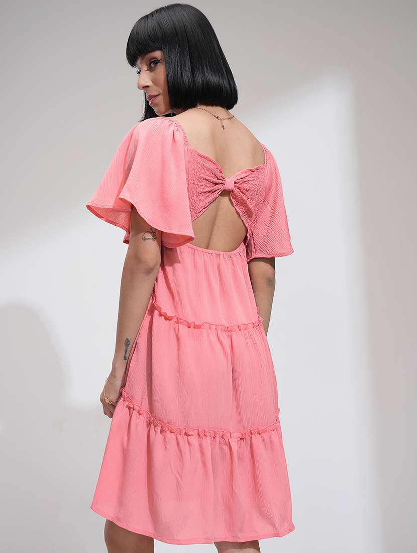 women pink polyester fit & flare dress - 22470815 -  Standard Image - 4