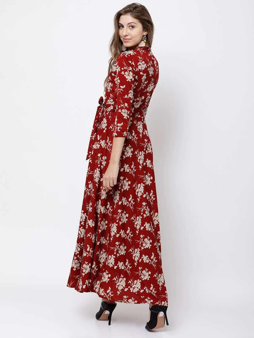 women maroon polyester a-line dress - 22470819 -  Standard Image - 4