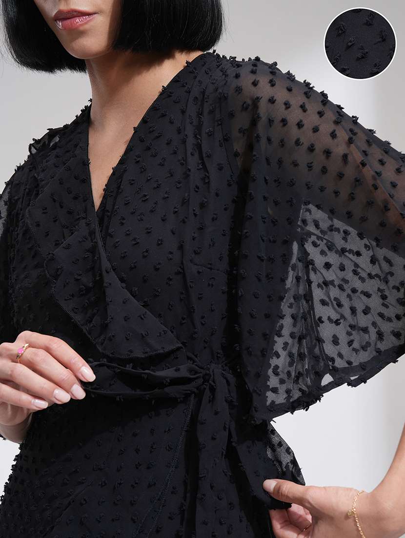 women black polyester fit & flare dress - 22470820 -  Standard Image - 1