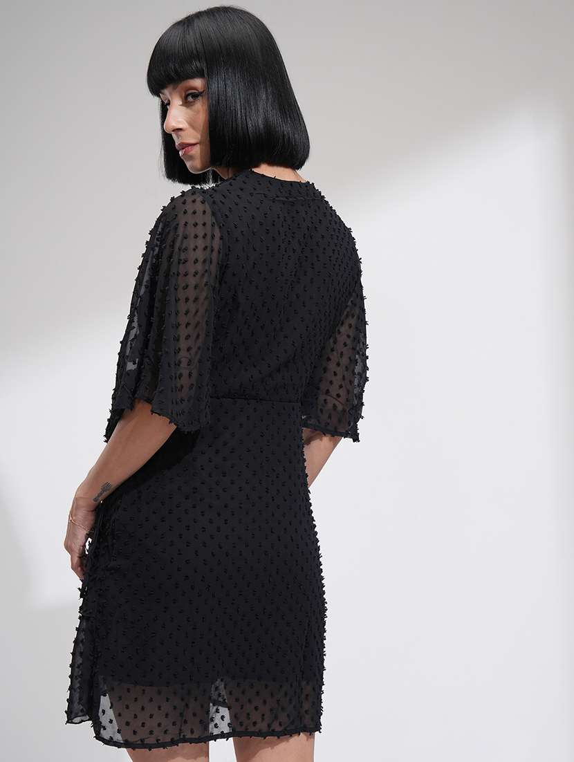 women black polyester fit & flare dress - 22470820 -  Standard Image - 4