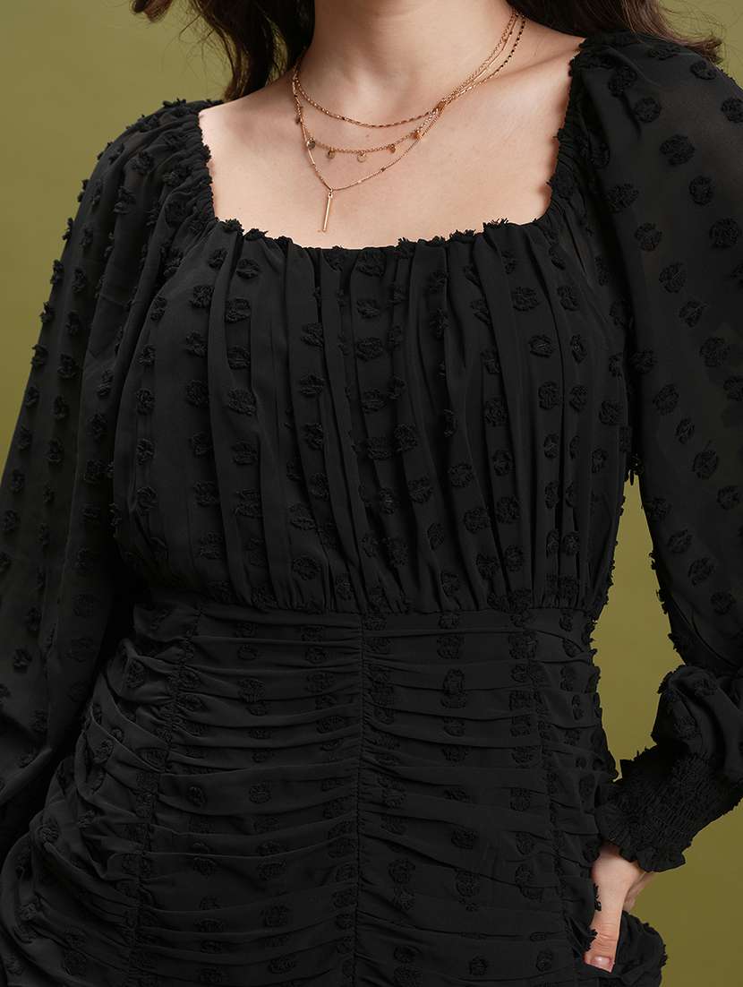 women black polyester fit & flare dress - 22470834 -  Standard Image - 1