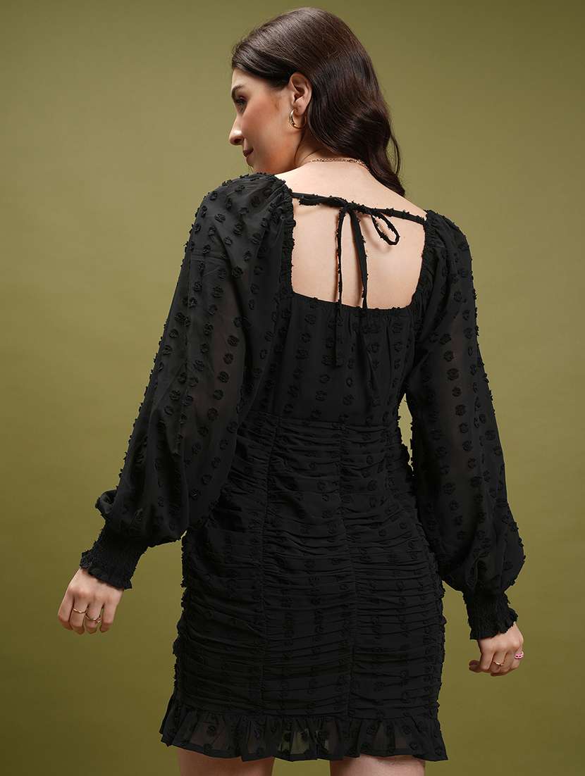 women black polyester fit & flare dress - 22470834 -  Standard Image - 4