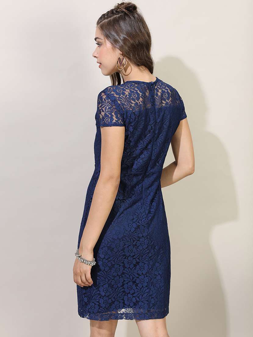 women blue polyester bodycon dress - 22470837 -  Standard Image - 4