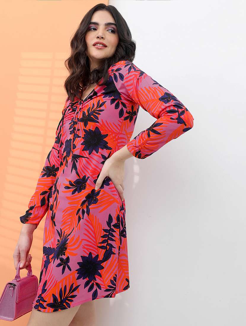 women lavender polyester fit & flare dress - 22470845 -  Standard Image - 4