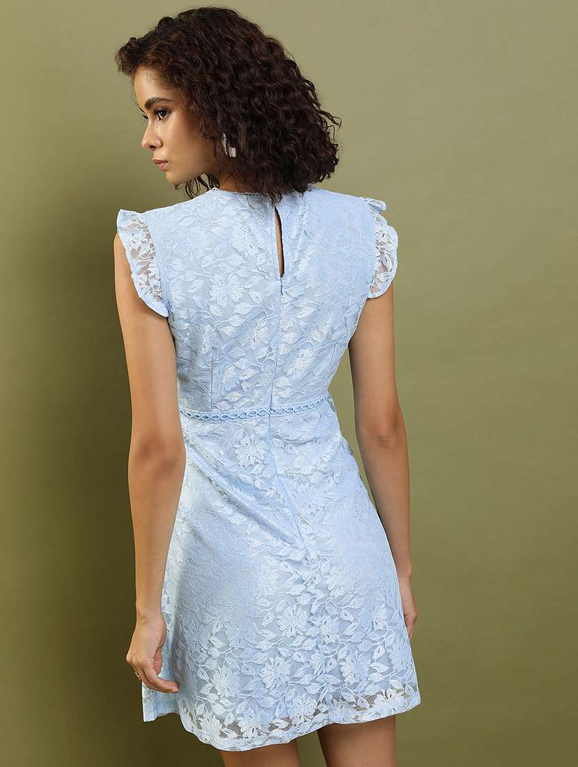 women blue polyester fit & flare dress - 22470848 -  Standard Image - 4