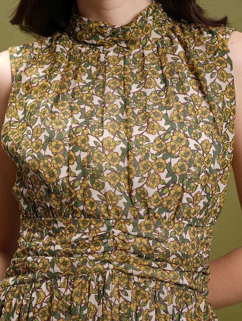 women olive polyester a-line dress - 22470849 -  Standard Image - 1