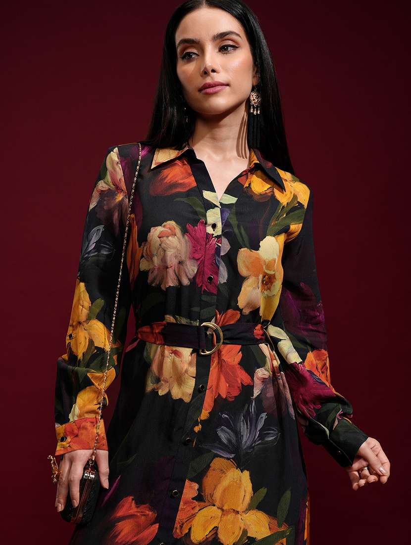 women black polyester shirt dress - 22470901 -  Standard Image - 1