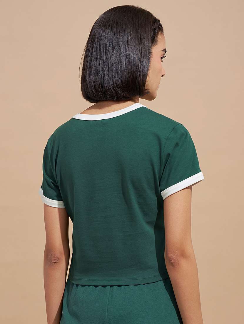 women printed short sleeve crop top - 22470907 -  Standard Image - 4