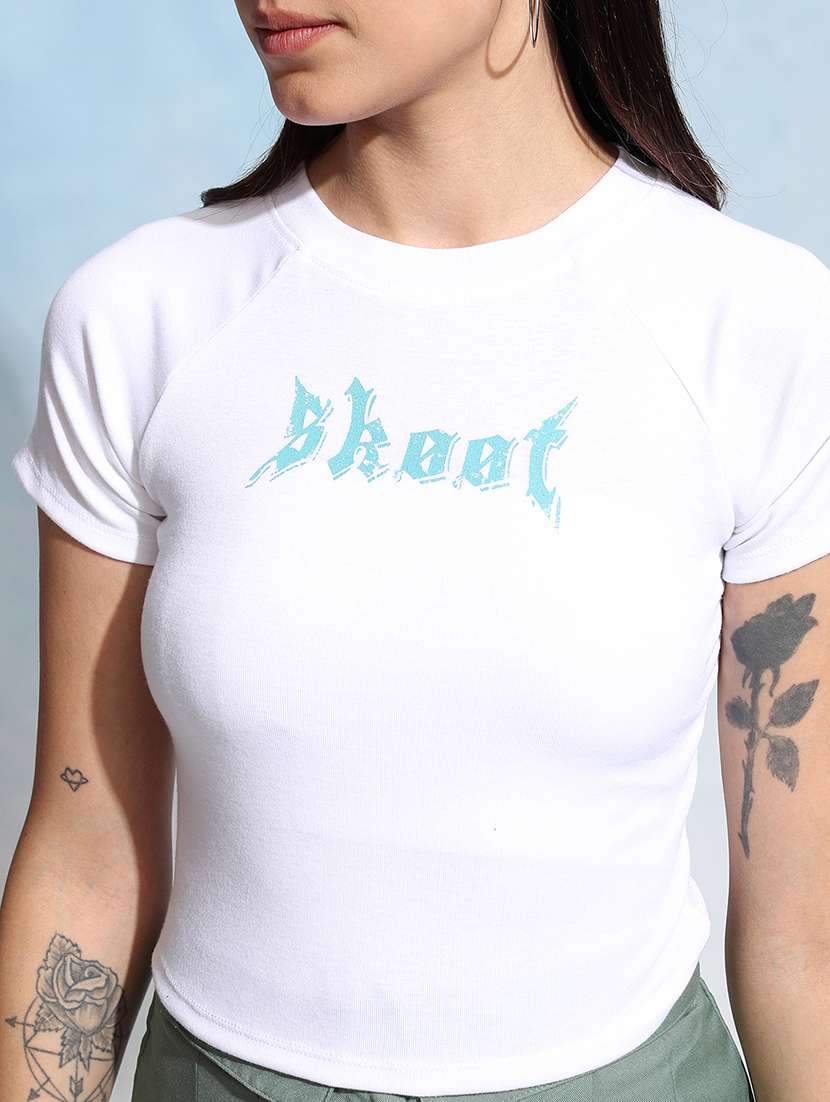 women printed white polyester regular top - 22470970 -  Standard Image - 1