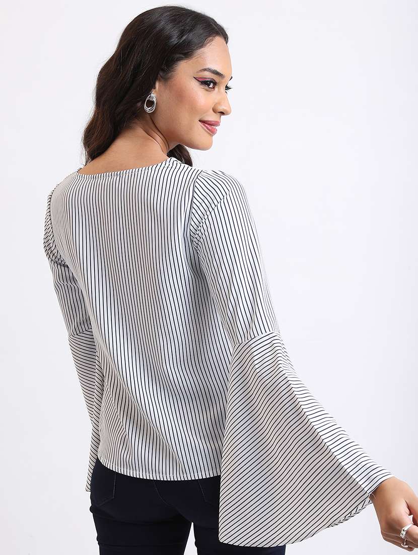 women printed navy blue polyester regular top - 22470975 -  Standard Image - 4