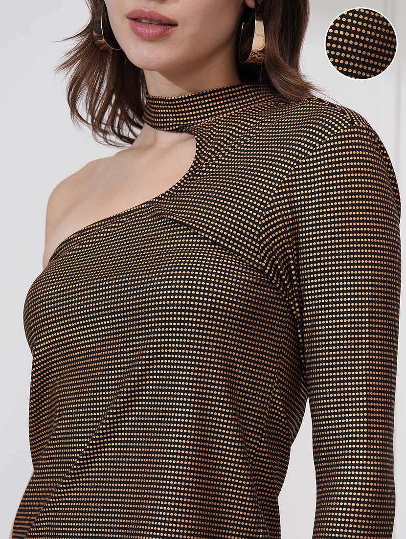 Women Solid Black Polyester Regular Top - 22471028 -  Standard Image - 1