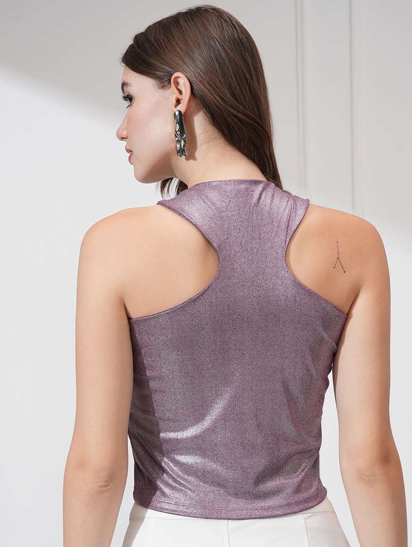 women solid magenta polyester regular top - 22471049 -  Standard Image - 4