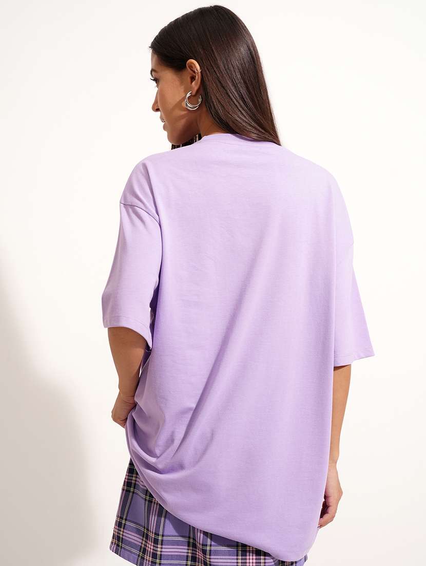 women printed  purple cotton regular t-shirt - 22471120 -  Standard Image - 4