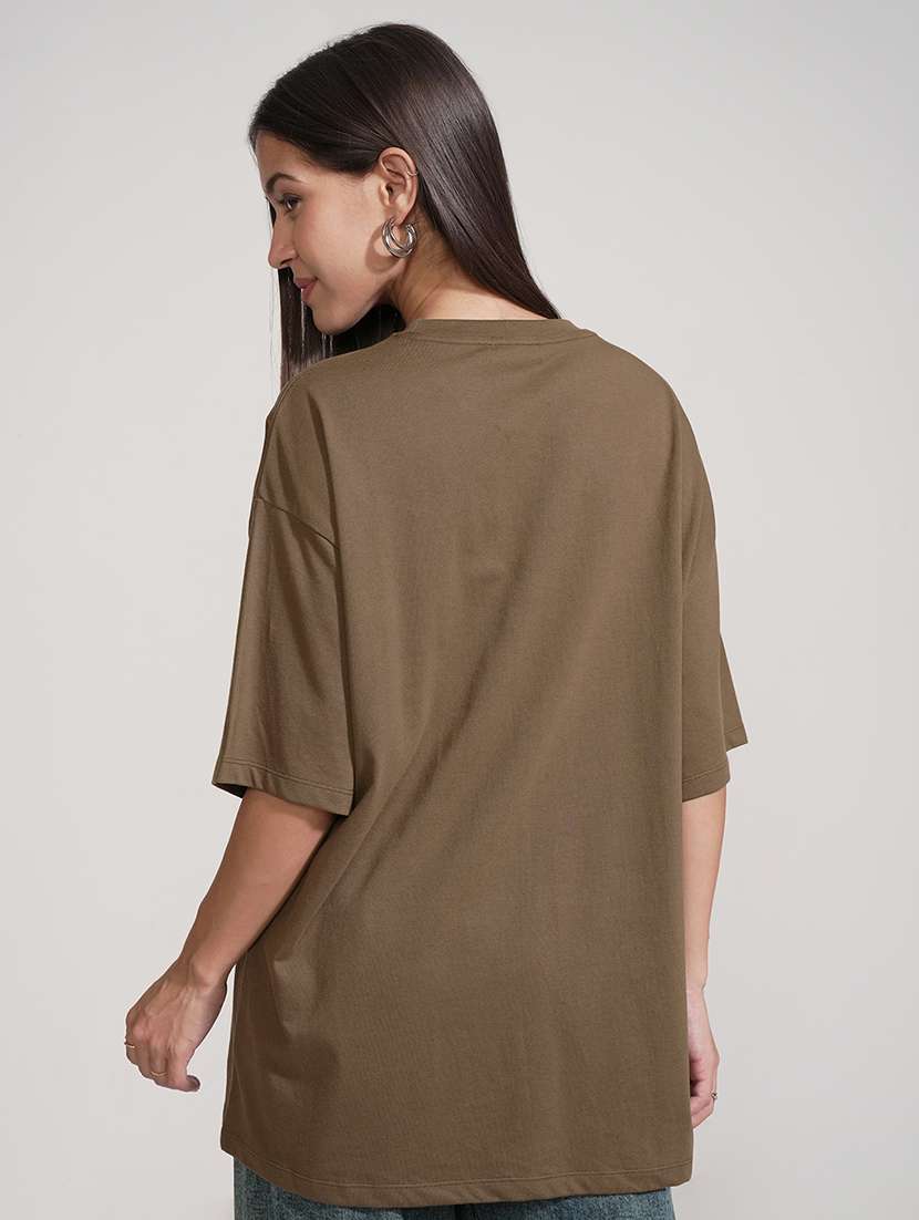 Women Printed Brown Cotton Regular T-shirt - 22471122 -  Standard Image - 4
