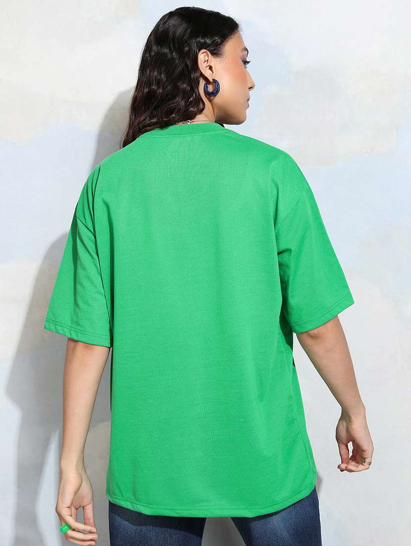women printed green polyester regular t-shirt - 22471135 -  Standard Image - 4