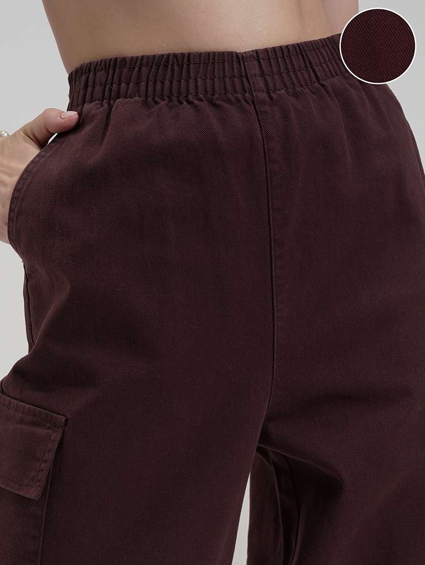women brown cotton chinos trouser - 22471153 -  Standard Image - 1