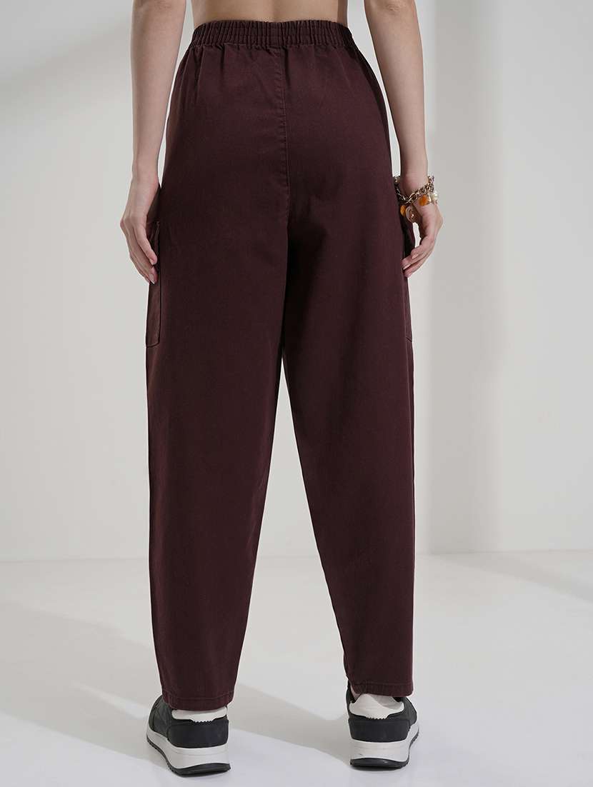 women brown cotton chinos trouser - 22471153 -  Standard Image - 4