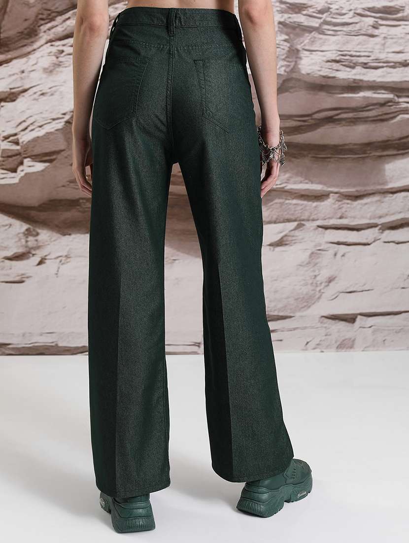 women teal cotton chinos trouser - 22471154 -  Standard Image - 4