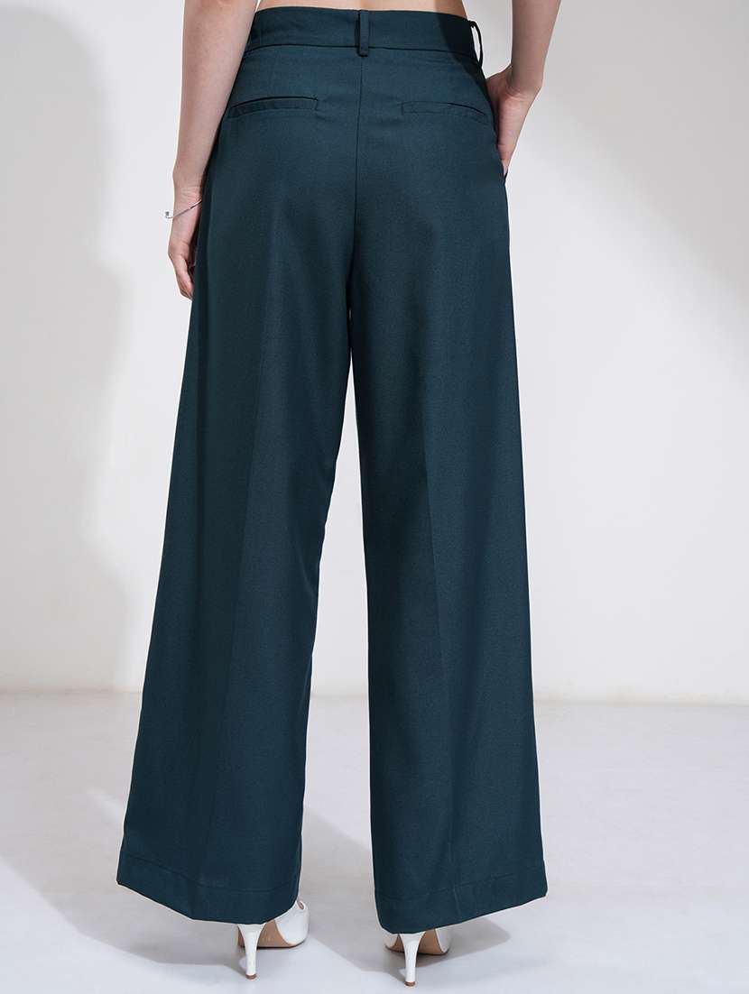 women blue polyester chinos trouser - 22471159 -  Standard Image - 4