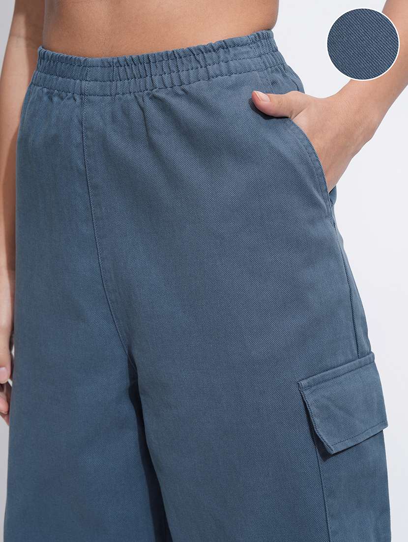 Women Blue Cotton Chinos Trouser - 22471161 -  Standard Image - 1
