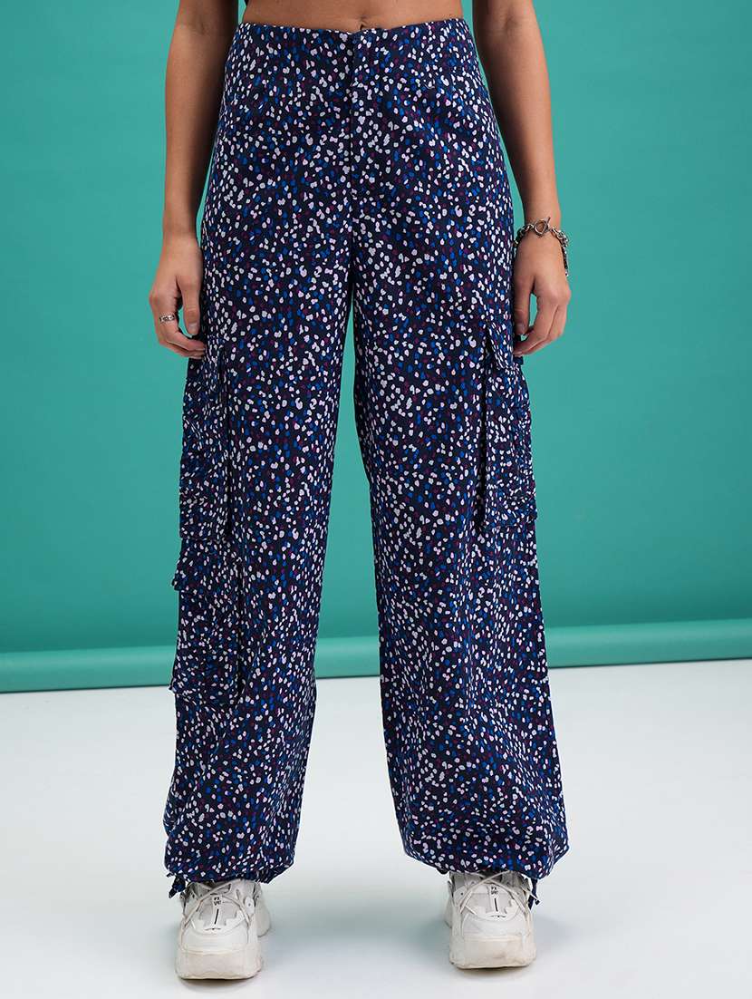 women navy blue cotton chinos trouser