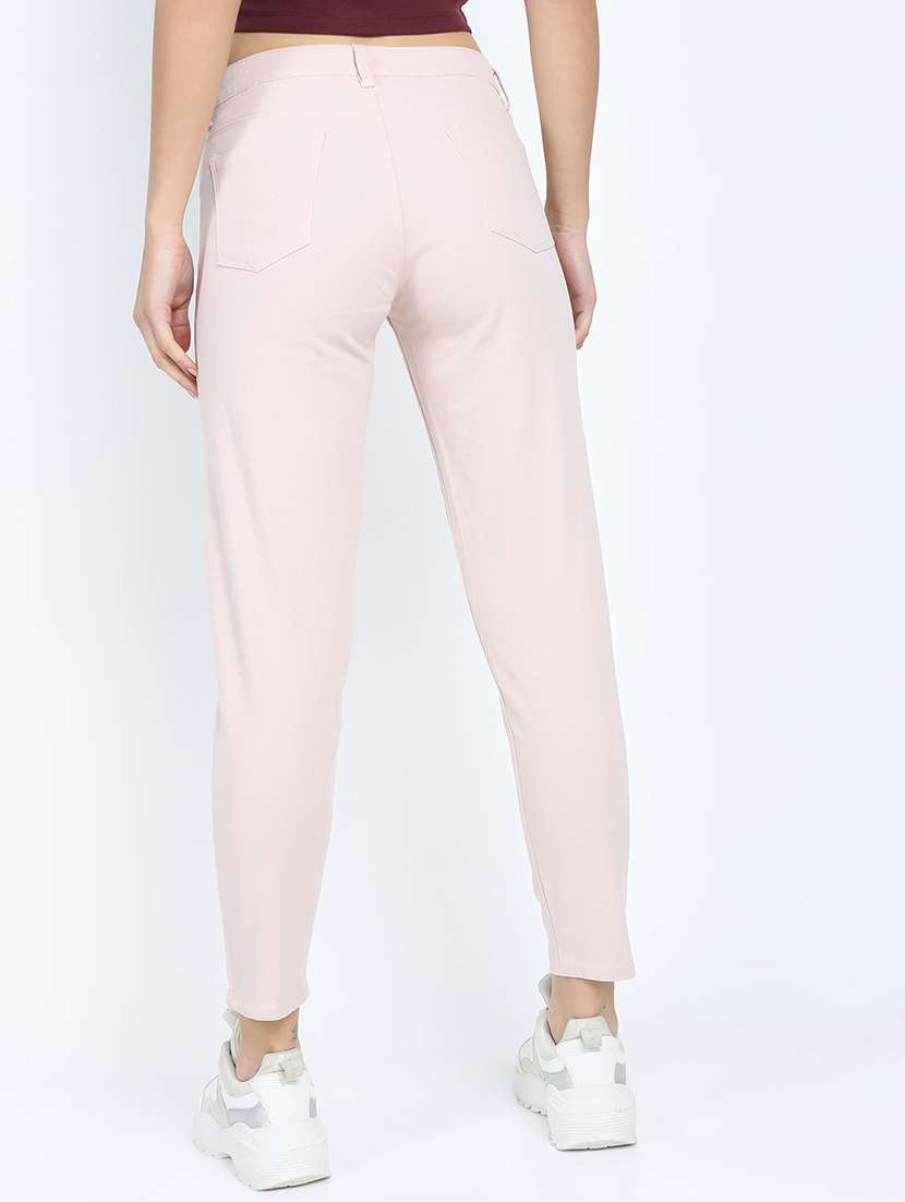 women pink cotton chinos trouser - 22471180 -  Standard Image - 4