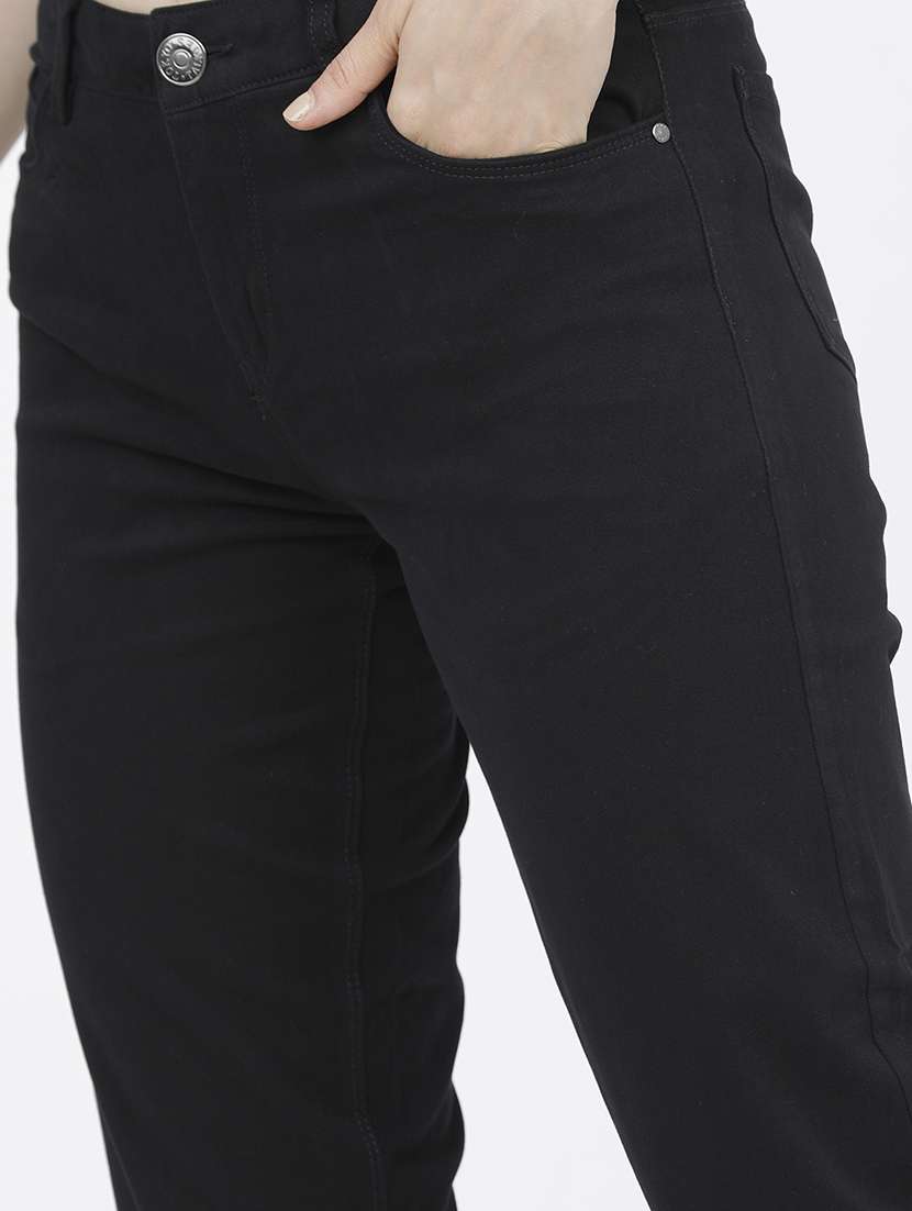 Women Black Cotton Chinos Trouser - 22471183 -  Standard Image - 1