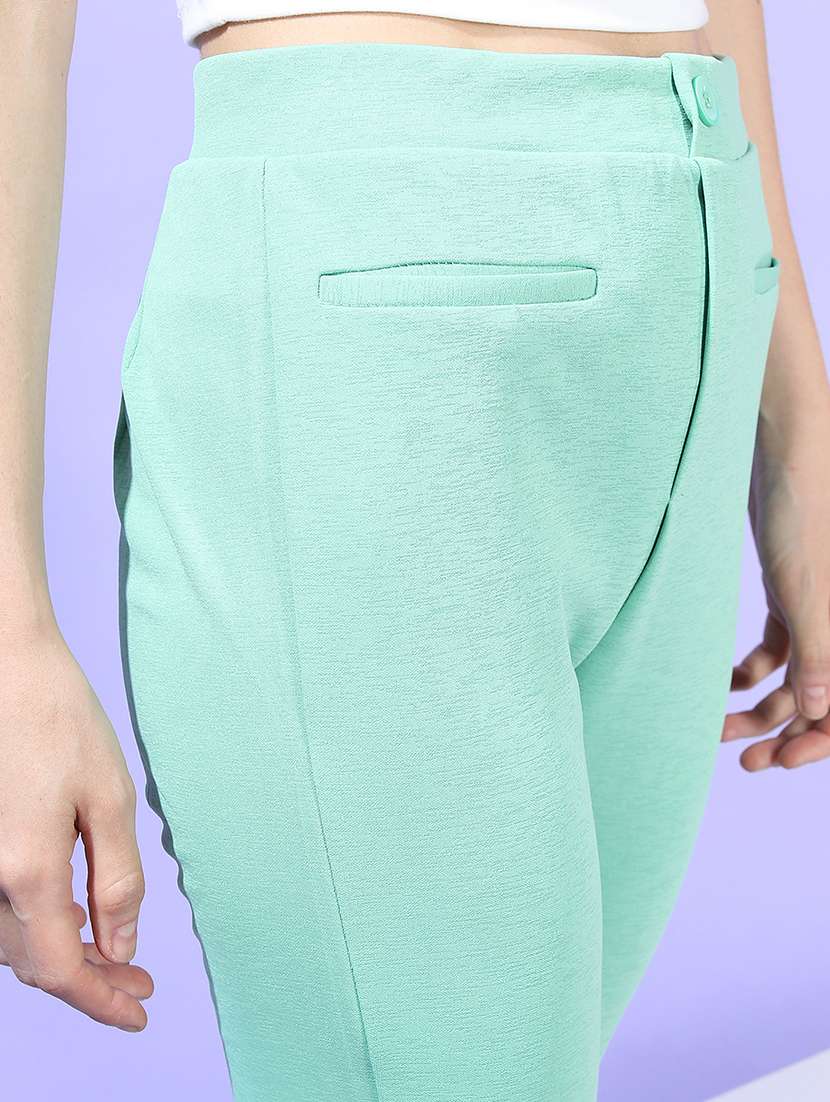 women green polyester chinos trouser - 22471186 -  Standard Image - 1