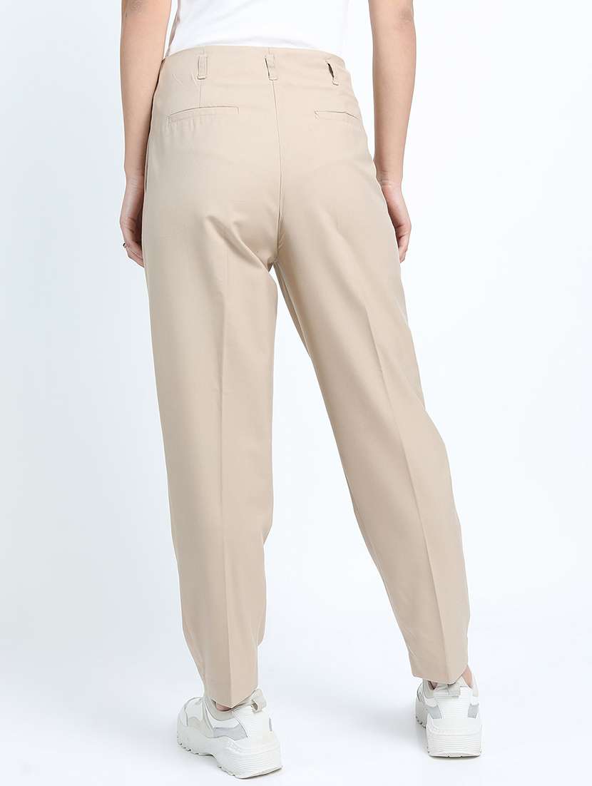 women beige polyester chinos trouser - 22471189 -  Standard Image - 4