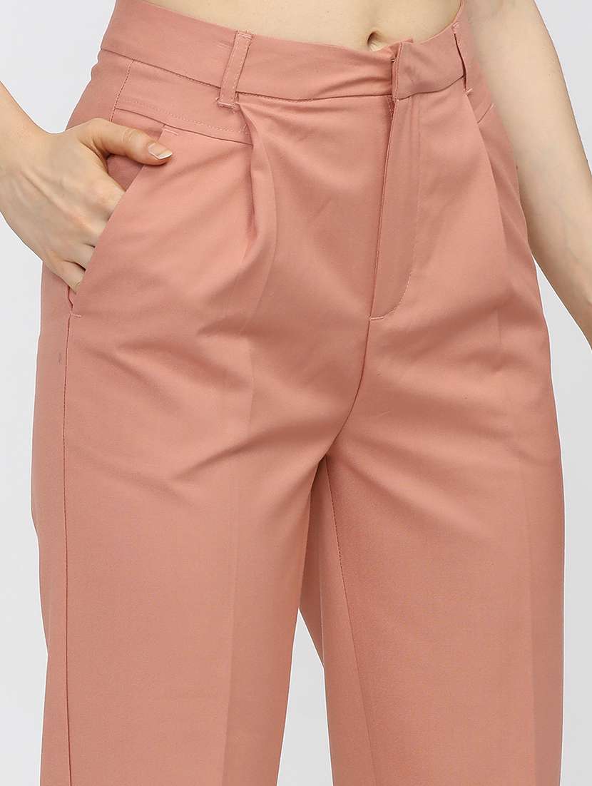women orange polyester chinos trouser - 22471190 -  Standard Image - 1