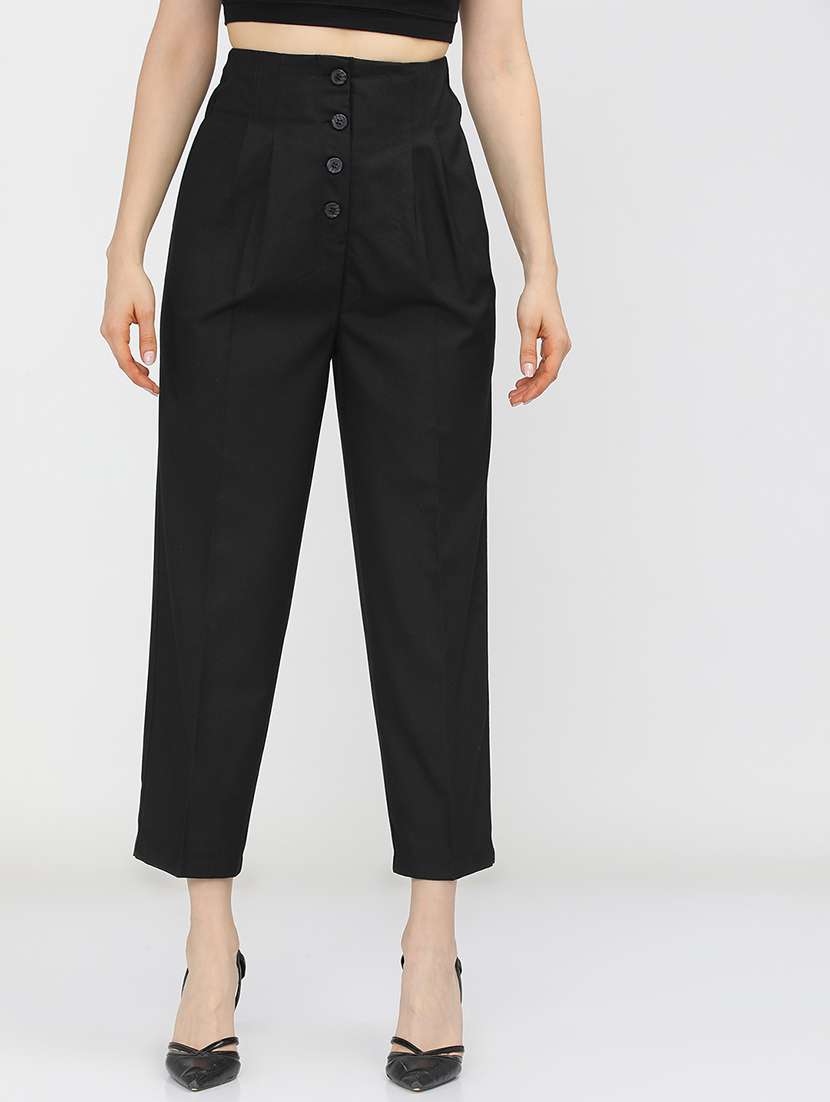 women black polyester chinos trouser
