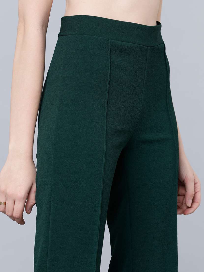 women green polyester chinos trouser - 22471196 -  Standard Image - 1