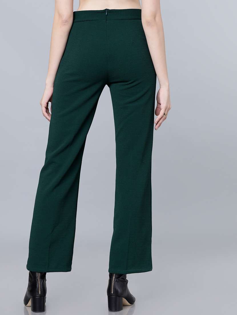 women green polyester chinos trouser - 22471196 -  Standard Image - 4