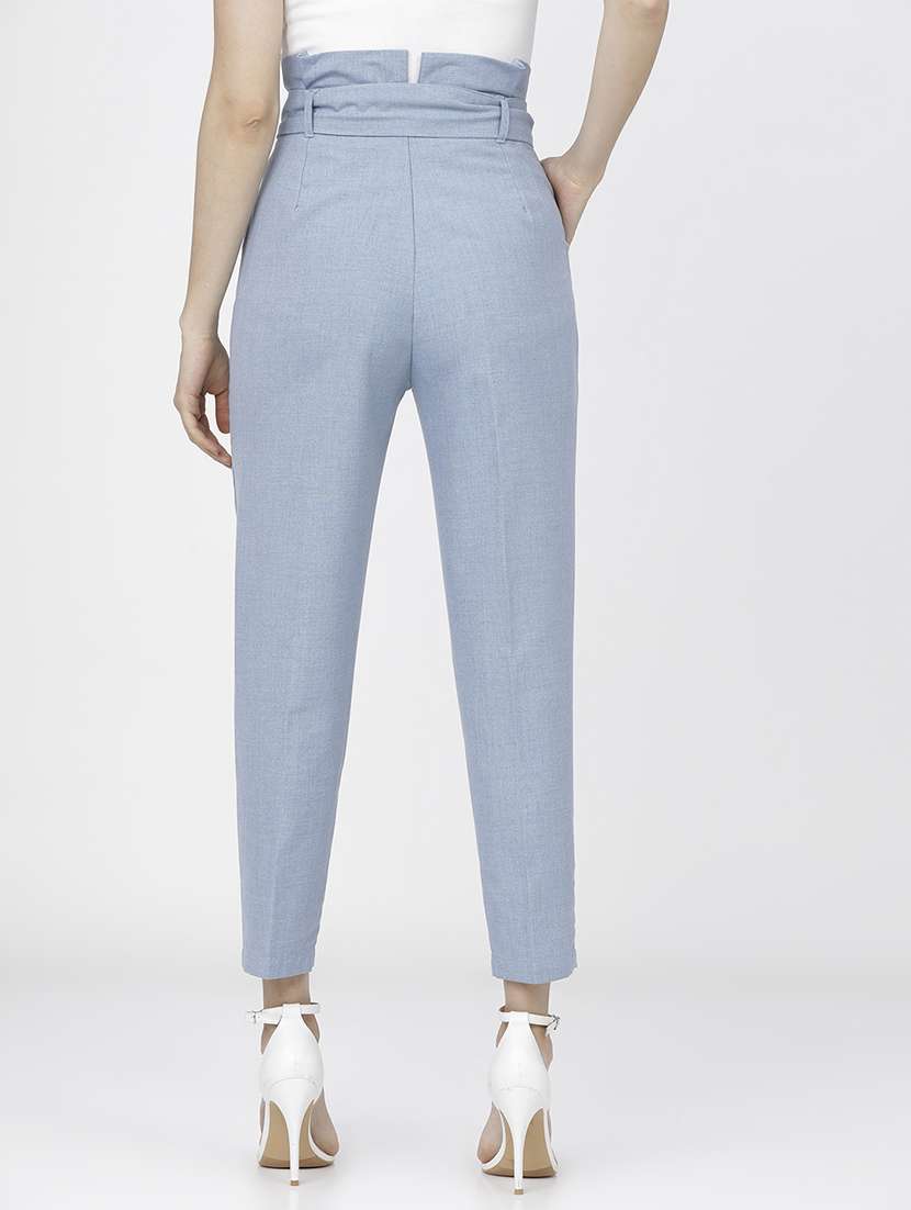 women blue polyester chinos trouser - 22471197 -  Standard Image - 4
