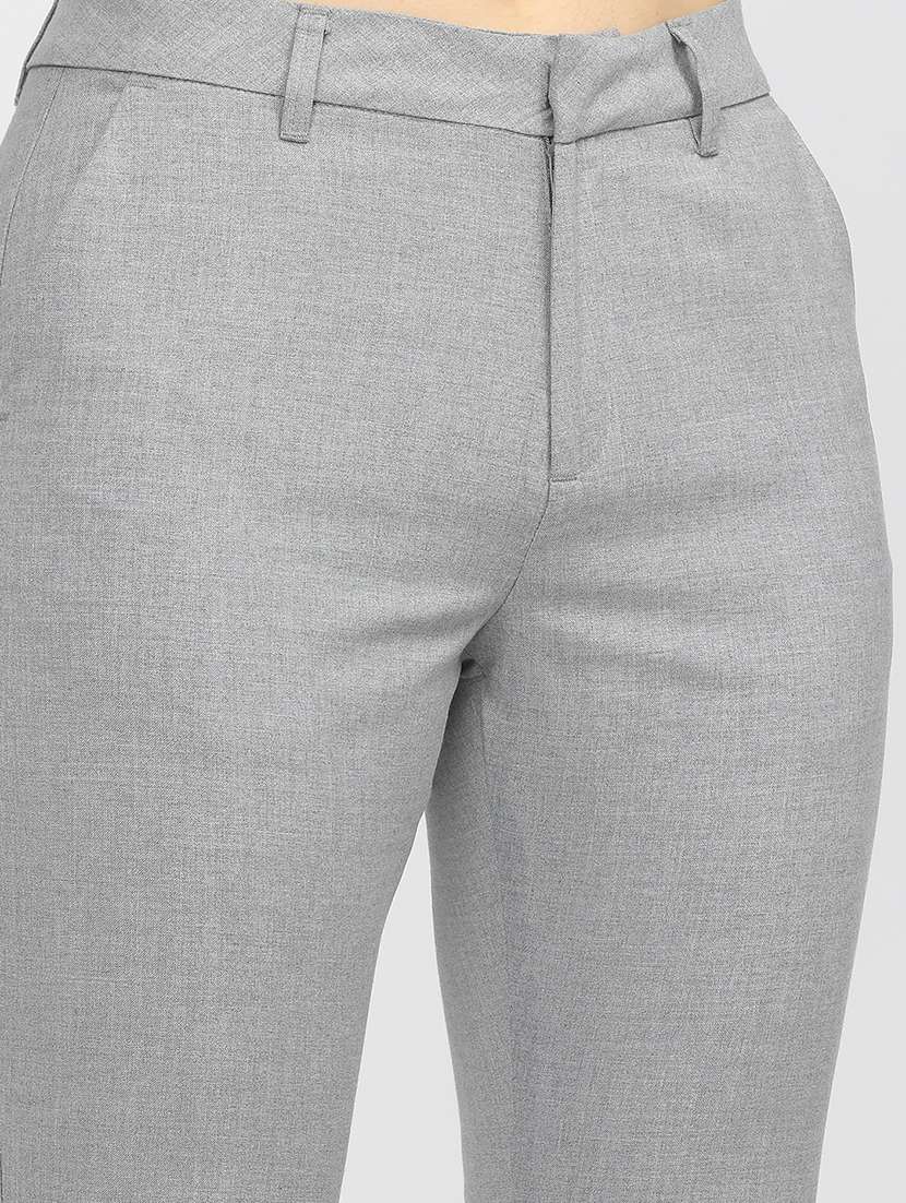 women grey polyester chinos trouser - 22471198 -  Standard Image - 1