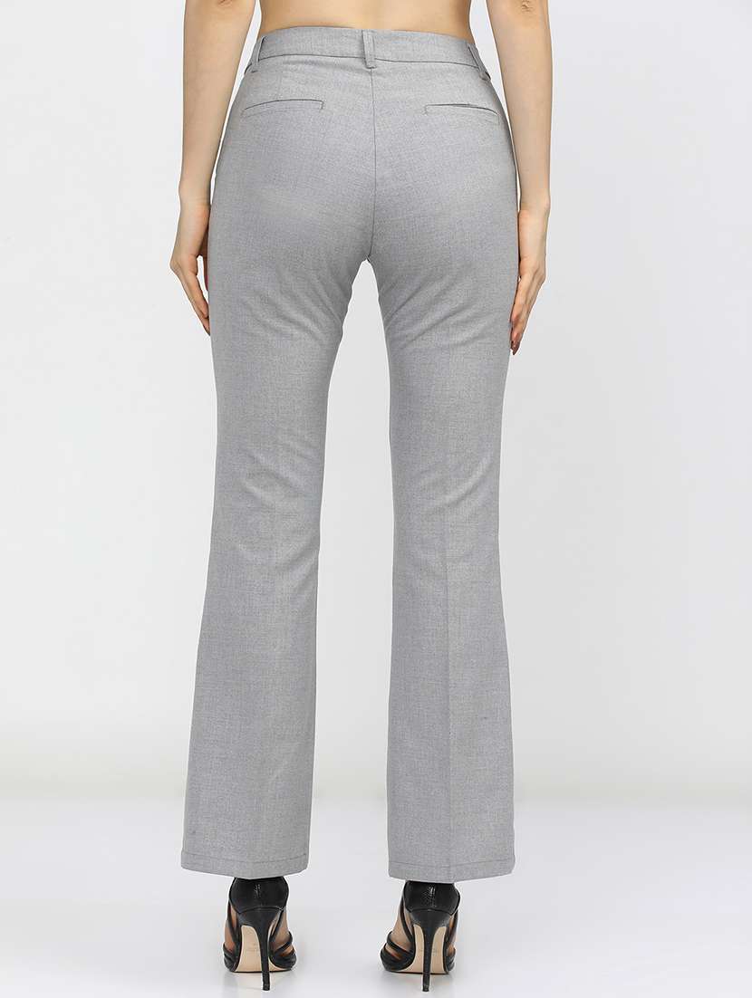 women grey polyester chinos trouser - 22471198 -  Standard Image - 4