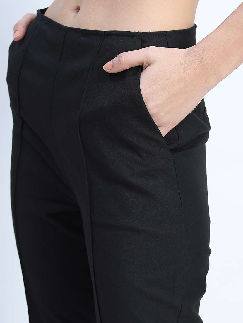women black polyester chinos trouser - 22471207 -  Standard Image - 1
